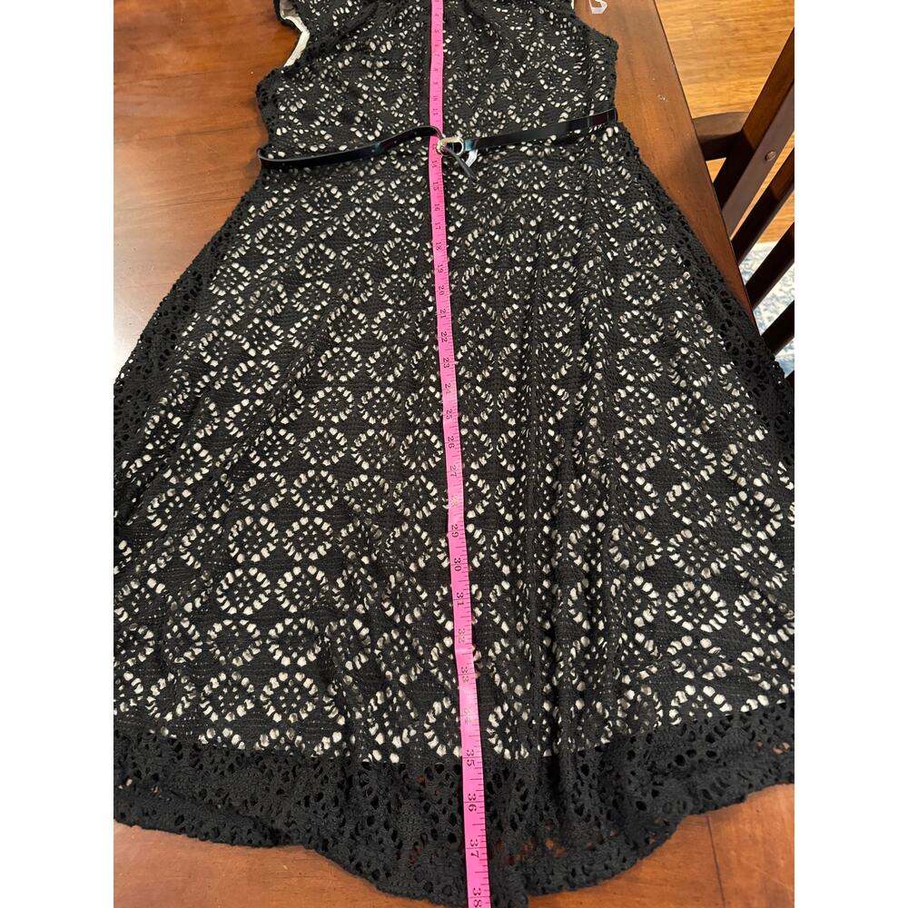Dressbarn Black Crochet Lace Fit & Flare Dress Belted NWT Size 4 - Picture 9 of 14